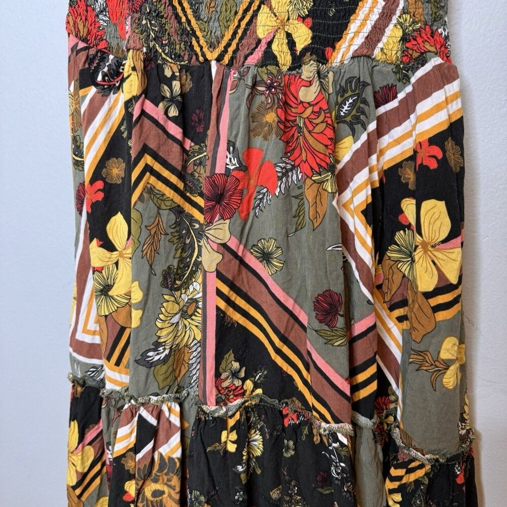 Abel the label By Anthropologie Scarf Maxi Dress In Green Size Small Smocked - Picture 7 of 11